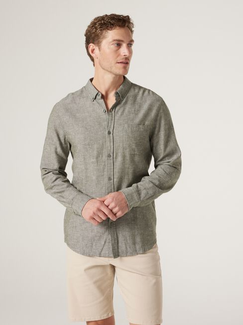 Brody Textured Long Sleeve Shirt, Green, hi-res