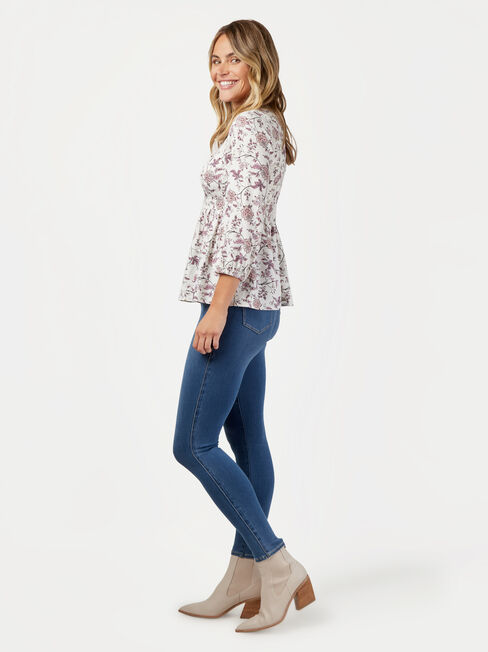 Gracie Shirred Bust Top, Floral, hi-res