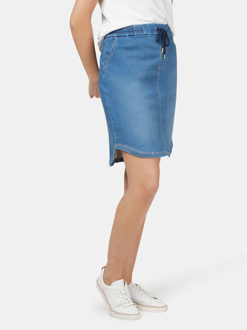 Lulu Luxe Lounge Knee Length Skirt, Light Indigo, hi-res