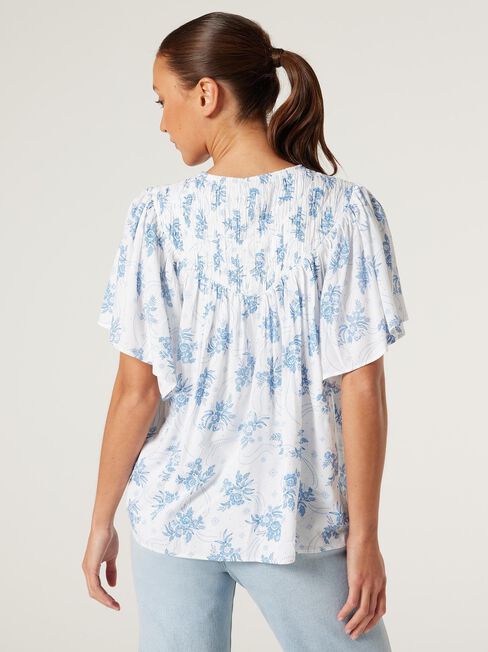 Wren Flutter Sleeve Top, Santorini Floral, hi-res