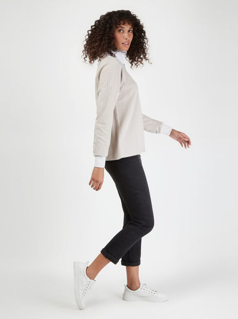 Aisha Zip Front Sweat, Brown, hi-res