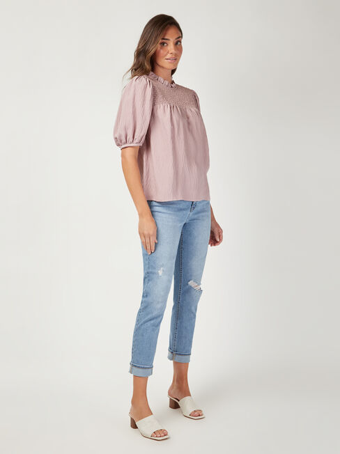 Francesca Puff Sleeve Top, Purple, hi-res