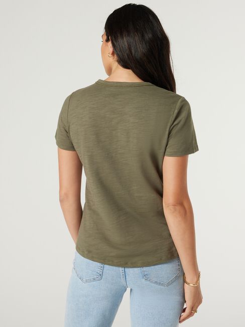 Essential V-Neck Tee, Khaki, hi-res