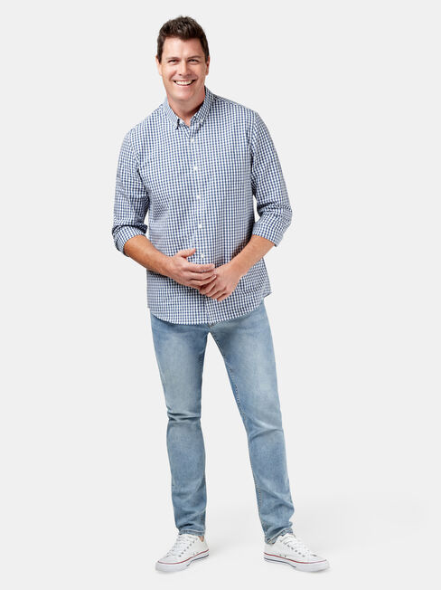 Calvin Long Sleeve Gingham Shirt, Blue, hi-res