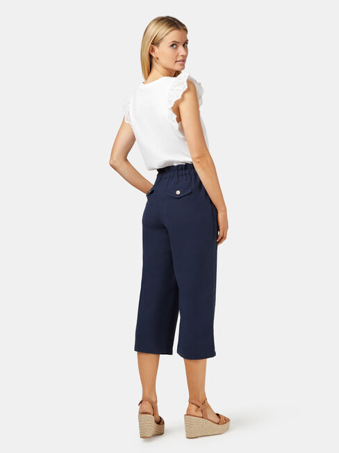 Lyla 3/4 Paperbag Pant, Blue, hi-res