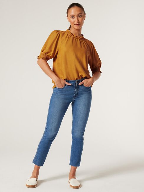 Sasha Short Sleeve Top, Spicy Mustard, hi-res