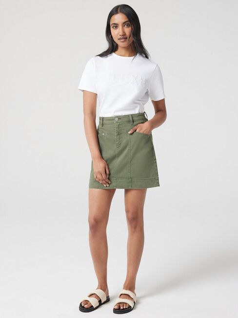 Nadia Denim Skirt, Green, hi-res