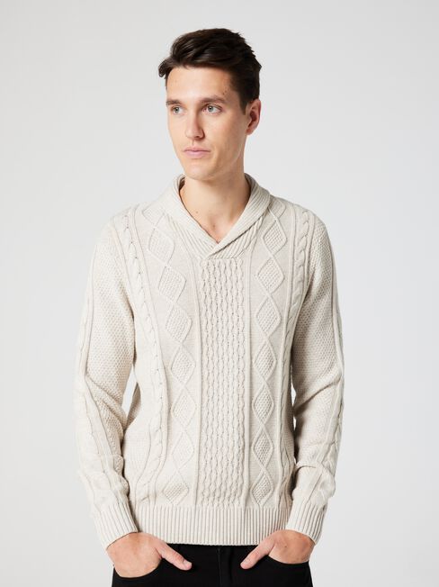 Moby Cable Shawl Neck Knit