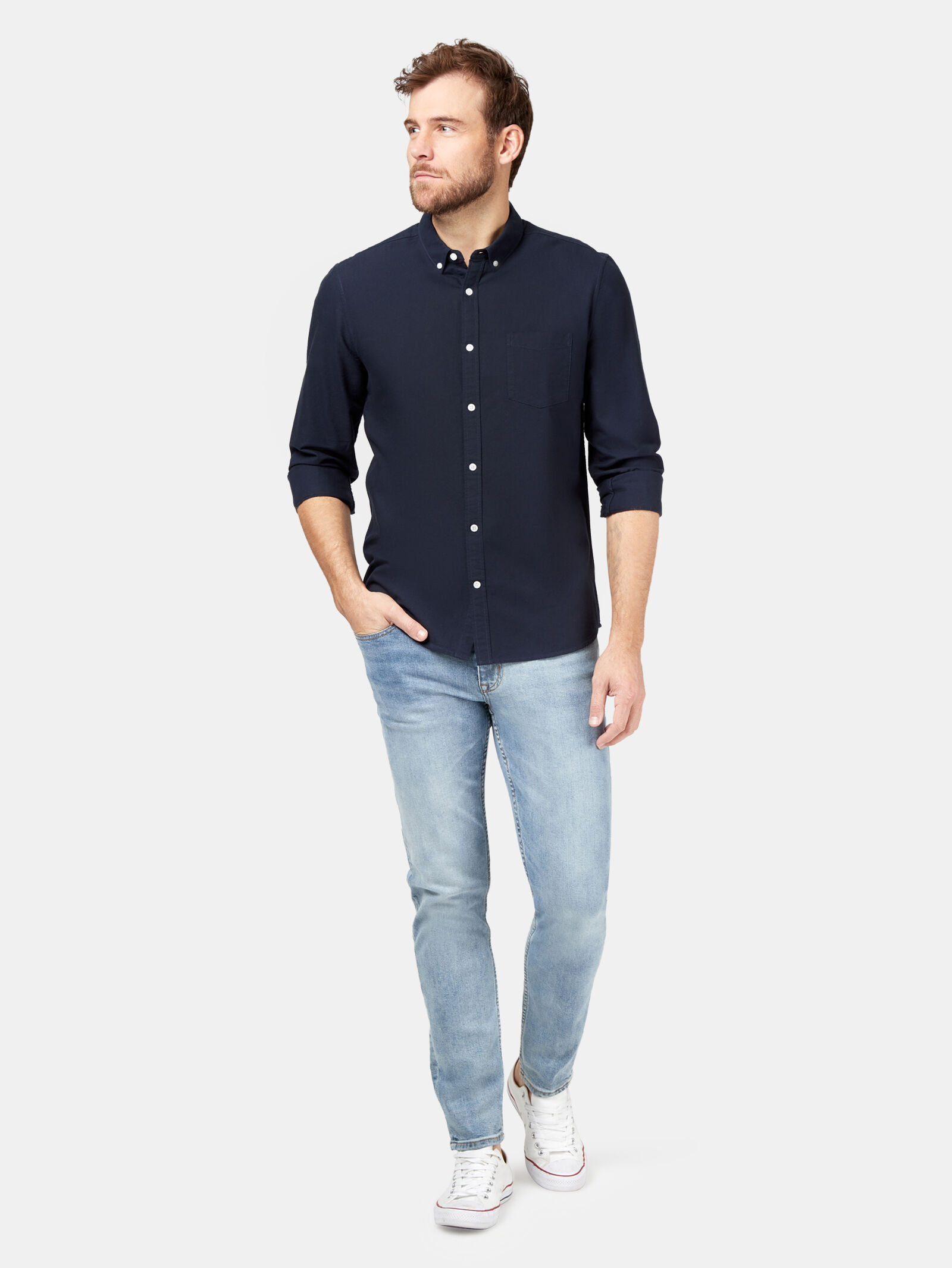 Oxford shirt store with jeans