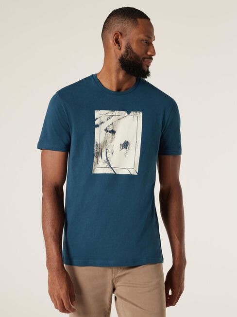 SS Patterson Print Crew Tee, Petrol, hi-res