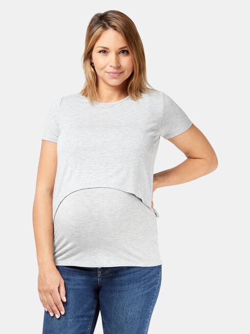 Celeste Layered Maternity Top, Grey, hi-res