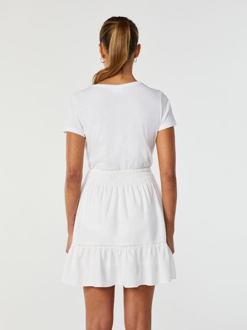 Cove Ruffle Ladder Trim Skirt, White, hi-res