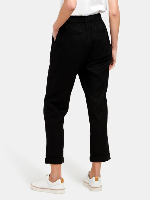 Linen Blend Pant, Black, hi-res