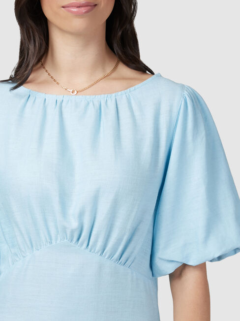 Poppy Puff Sleeve Dress, Blue, hi-res