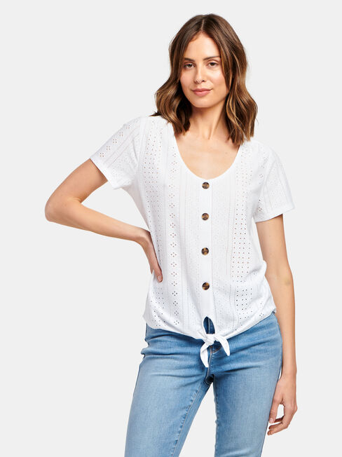 Lacey Lace Tee, White, hi-res