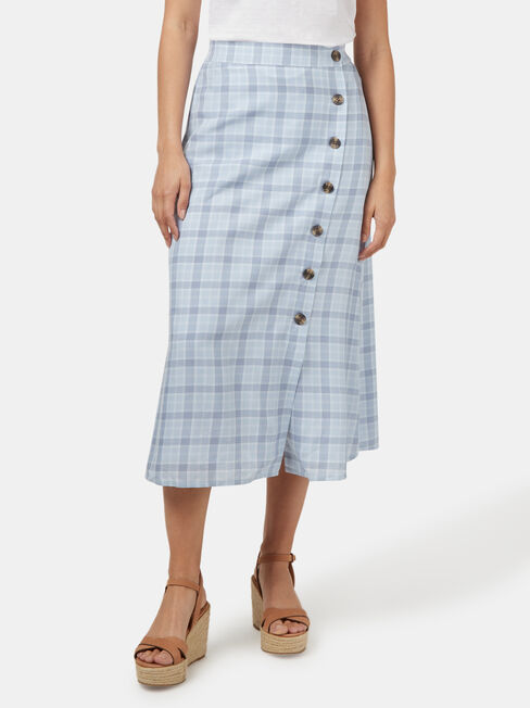 Daisy Side Button Skirt, Blue, hi-res