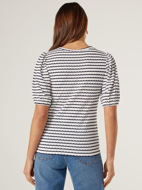 Chrishell Textured Tee, Stripe, hi-res