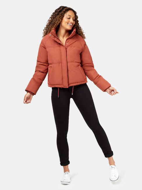 Mabel Short Puffer Jacket, Red, hi-res