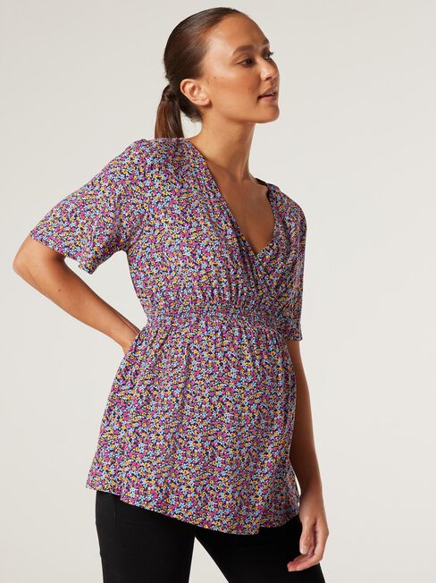 Bobby Wrap Maternity Top, Floral Multi, hi-res