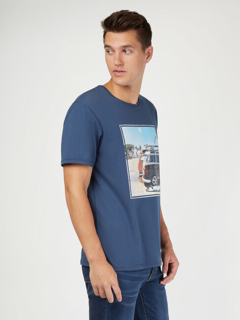 SS VW Surf Print Crew Tee, Blue, hi-res