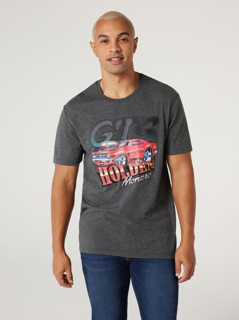 SS Holden GTS Monaro Print Crew Tee, Grey, hi-res