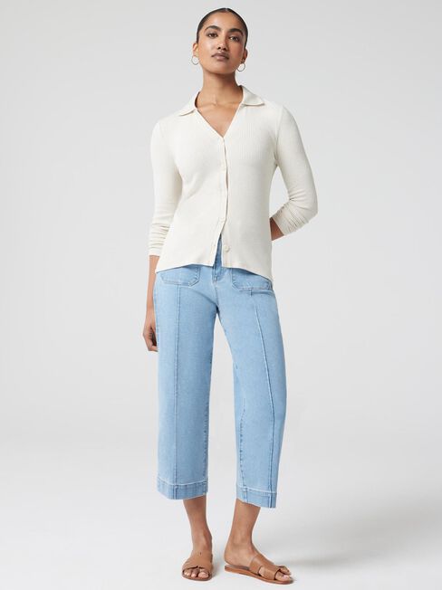 Sloane Button Front Top, Yellow, hi-res