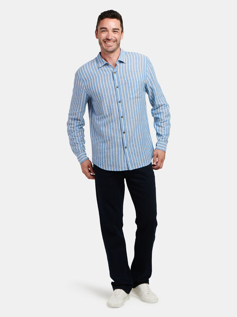 Ronnie Long Sleeve Stripe Shirt, Blue, hi-res