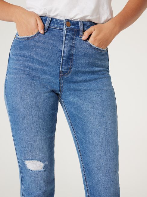 Sienna High Waisted Slim Straight Jeans, VintageWash, hi-res