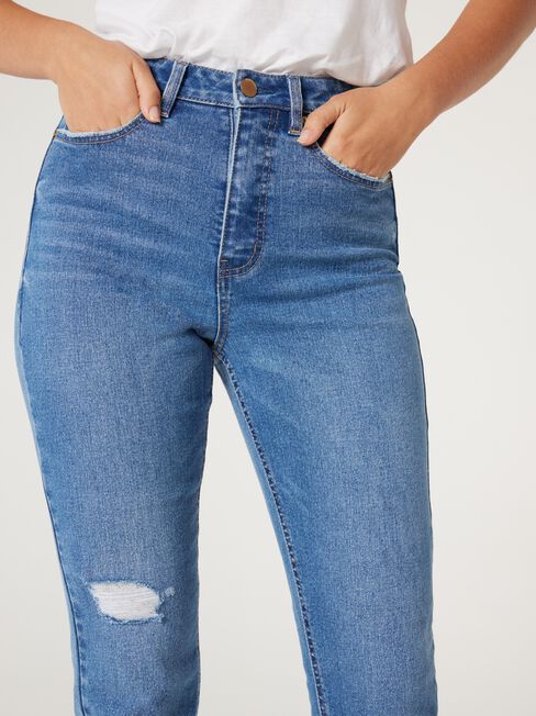 Sienna High Waisted Slim Straight Jeans, VintageWash, hi-res