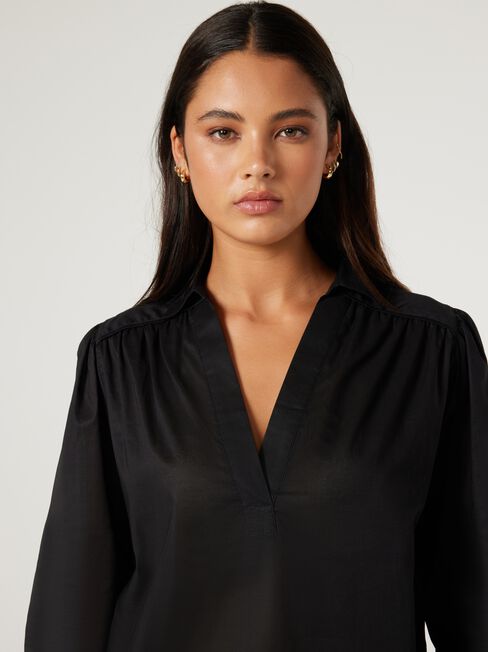Annemarie Cotton Popover, Black, hi-res