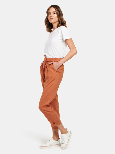 Linen Blend Pant, Orange, hi-res