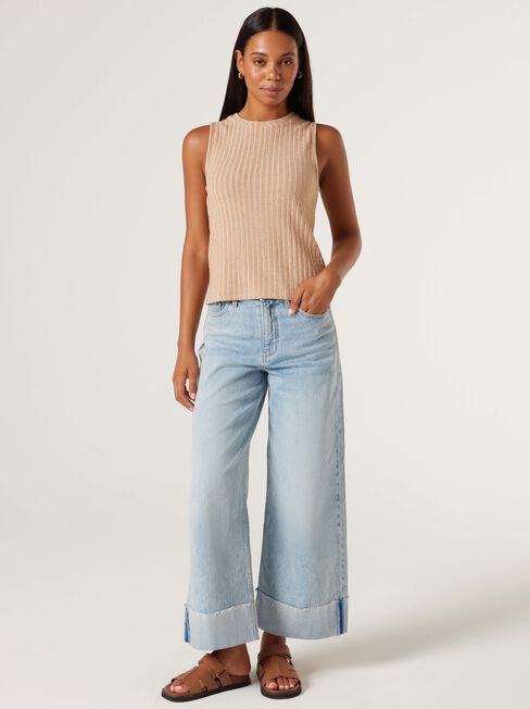 Sara Cozy Rib Tank, Caramel, hi-res