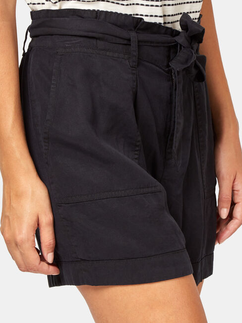 Isadora Paper Bag Short, Black, hi-res