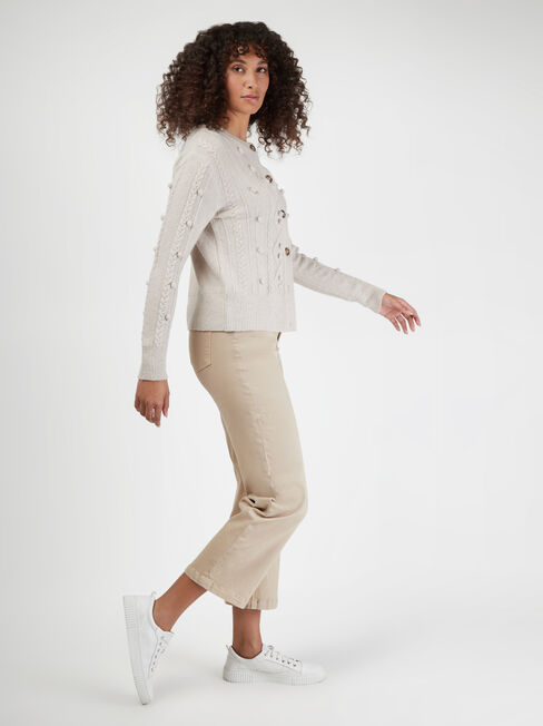 Farah Cable Cardi, Brown, hi-res