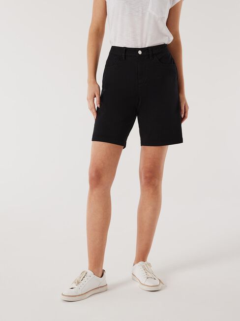 Libby Bermuda Denim Walk Short, Black, hi-res