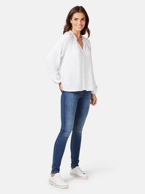 Emma Embroidered Blouse, White, hi-res