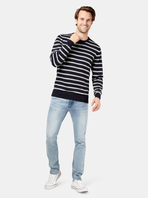 Lincoln Stripe Crew Knit, Blue, hi-res