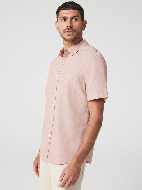 Wolf Textured Short Sleeve Shirt, Orange, hi-res