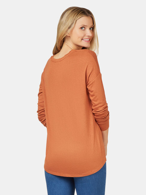 Alice Soft Touch V-Neck Pullover, Brown, hi-res