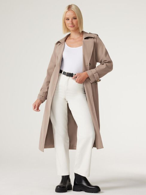 Amanda Relaxed Trench Coat, Latte , hi-res