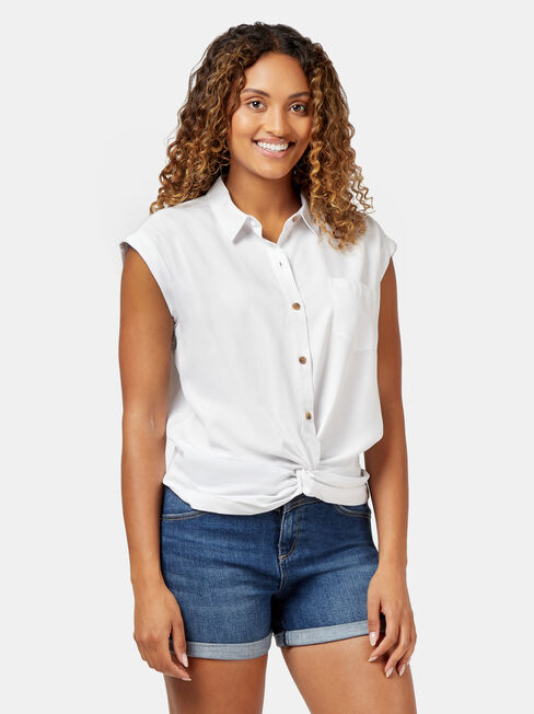 Zoe Twist Front Shirt, White, hi-res