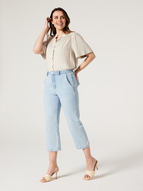 Alissa Flutter Sleeve Top, White, hi-res