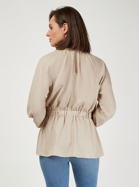 Jasmine Split Sleeve Blouse, Brown, hi-res