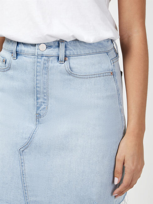 Simone Distressed Denim Skirt, Light Indigo, hi-res