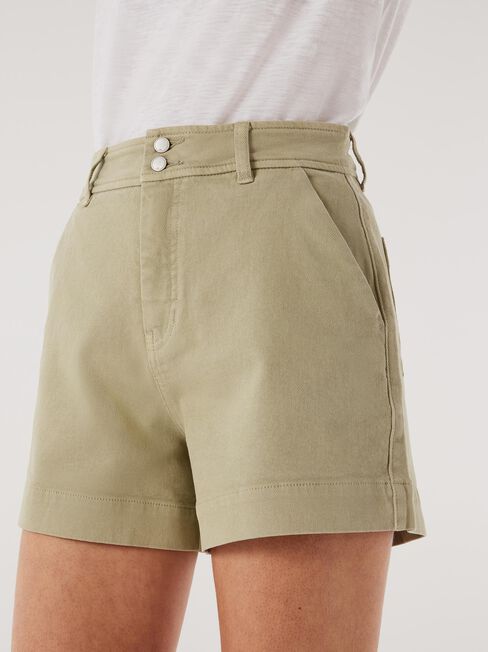 Georgia Tummy Trimmer Denim Short, Sage, hi-res