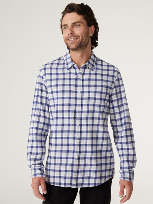 LS Glennson Brushed Shirt, Cream/Pale Blue Multi, hi-res