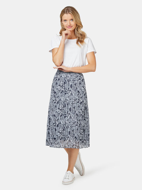 Penny Pleated Skirt, Print, hi-res