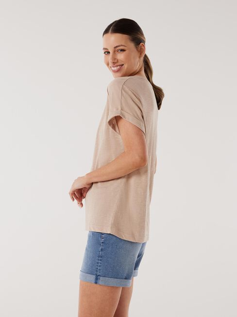 Drop Shoulder Tee, Caramel, hi-res