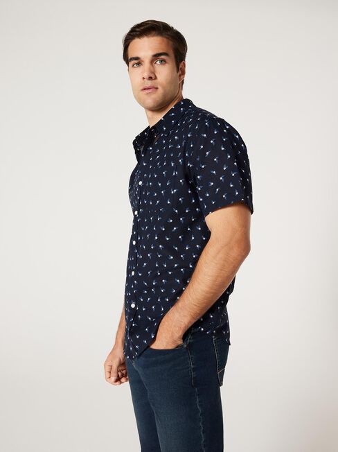 SS Alfie Print Linen Shirt | Jeanswest