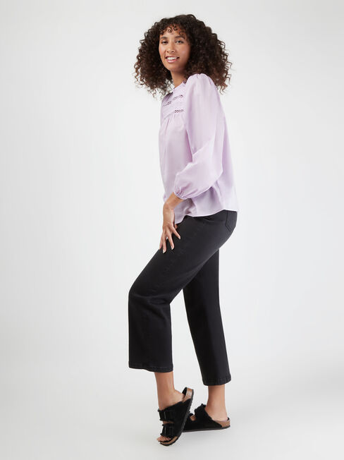 Siri Lace Detail Top, Purple, hi-res